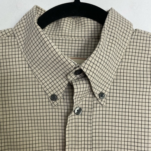 Cacharel designer plaid grid neutral buttons shirt - Picture 3 of 8